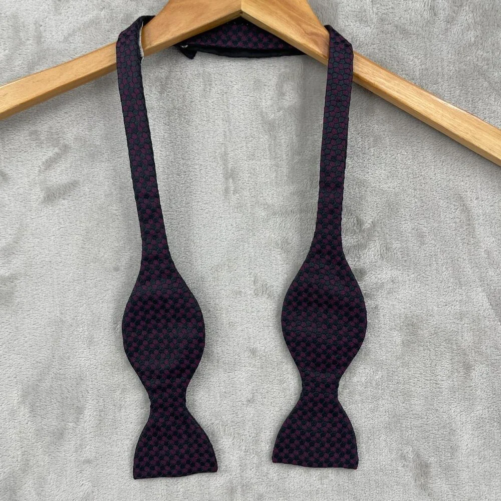 Thomas Pink 100% Silk Bow Tie Adjustable Size Purple Black Geometric Formal
